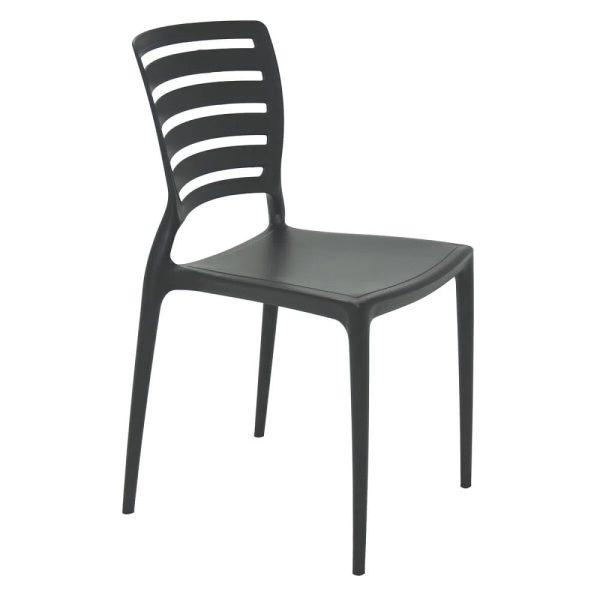 Cadeira Plástica Tramontina Monobloco Encosto Vazado Horizontal Preta Sofia