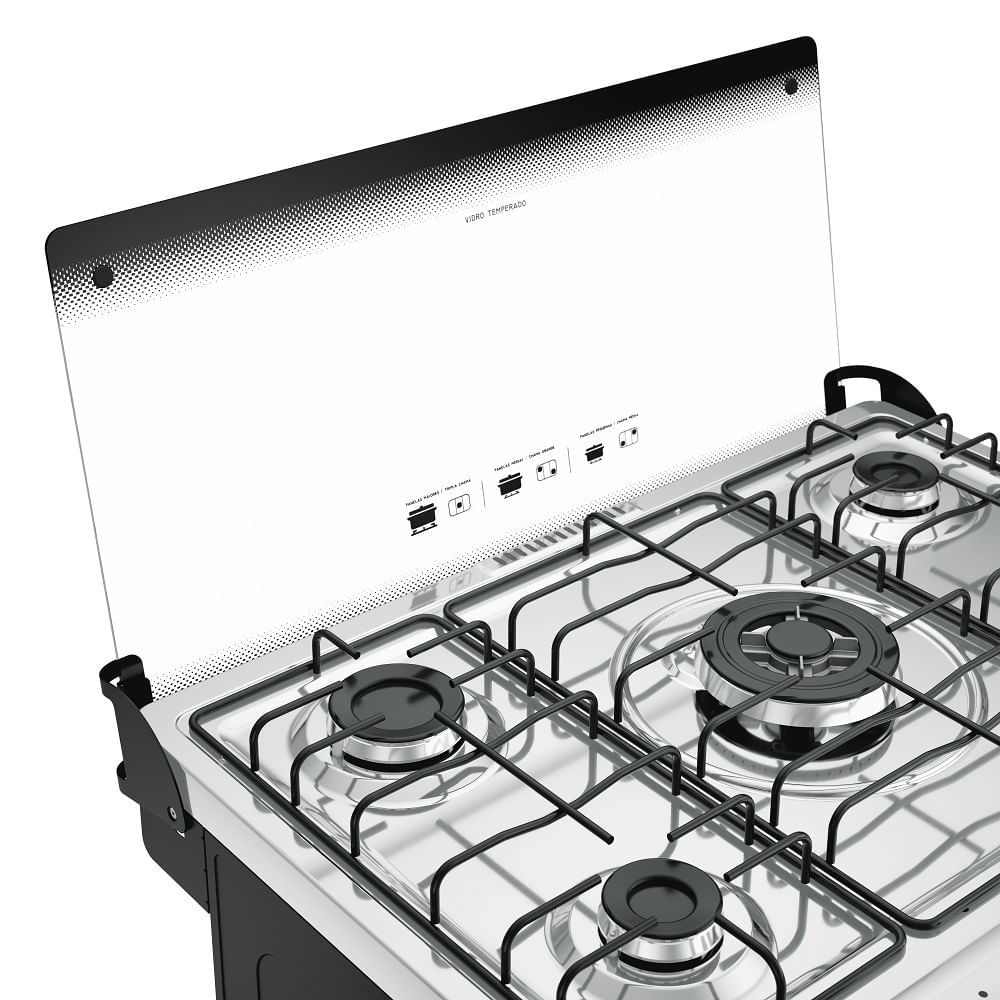 Fogão De Piso Mueller 5 Bocas Decorato Preto - Bivolt - Image 11