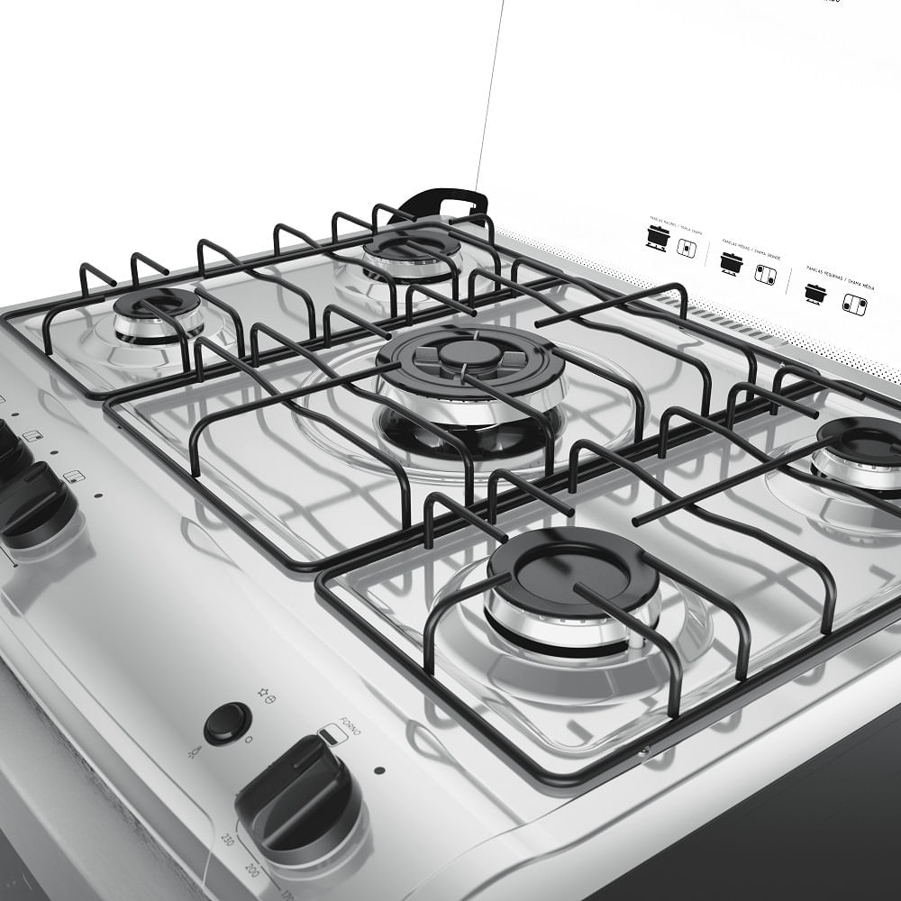 Fogão De Piso Mueller 5 Bocas Decorato Preto - Bivolt - Image 5