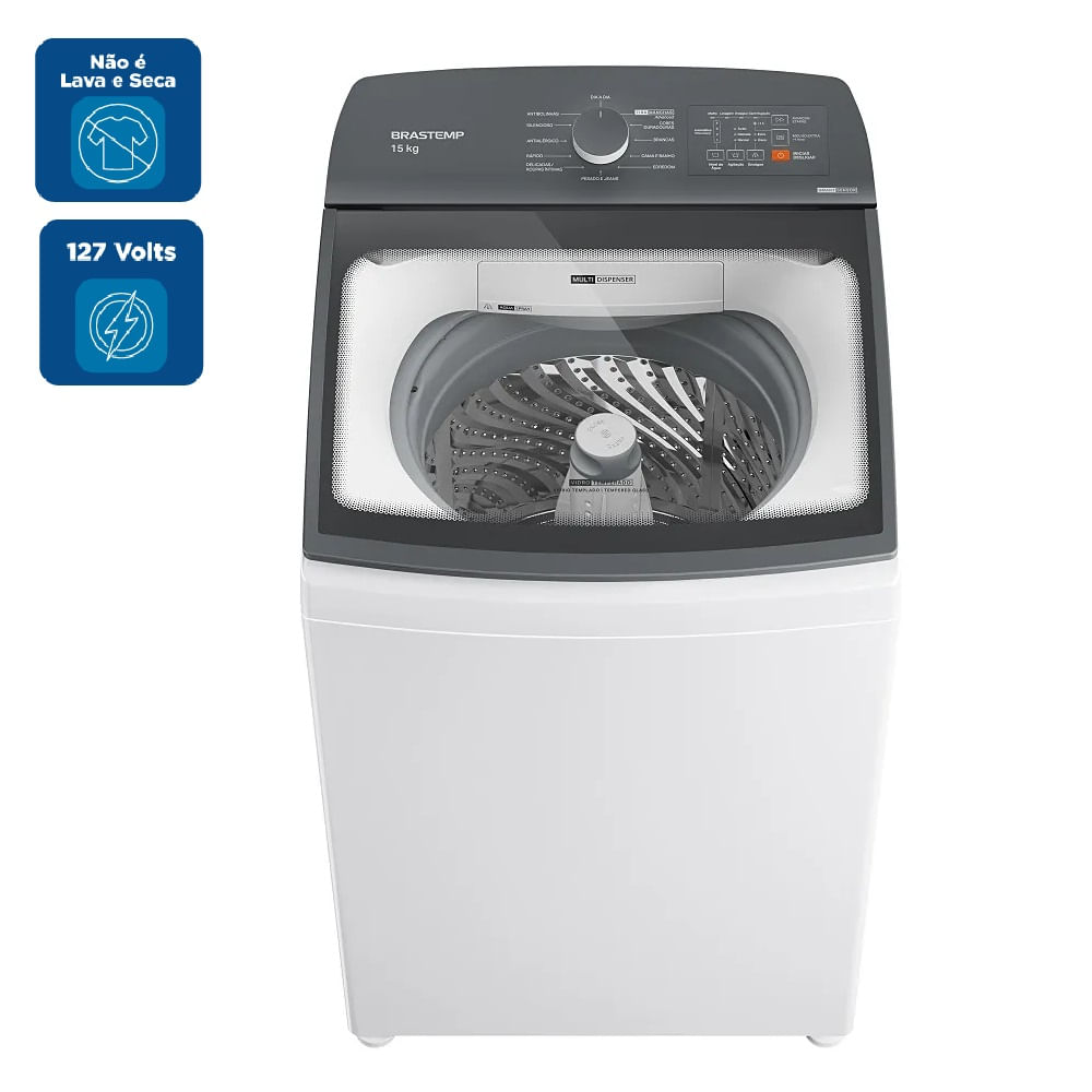 Lavadora de Roupas Brastemp 15Kg Smart Sensor Branca BWF15AB –127 Volts - Image 2