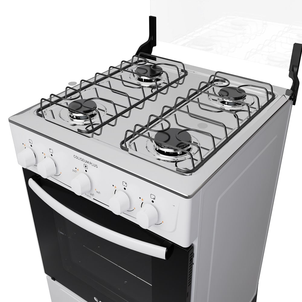 Fogão de Piso Atlas 4 Bocas Com Mesa Inox Coliseum Plus Branco - Image 3