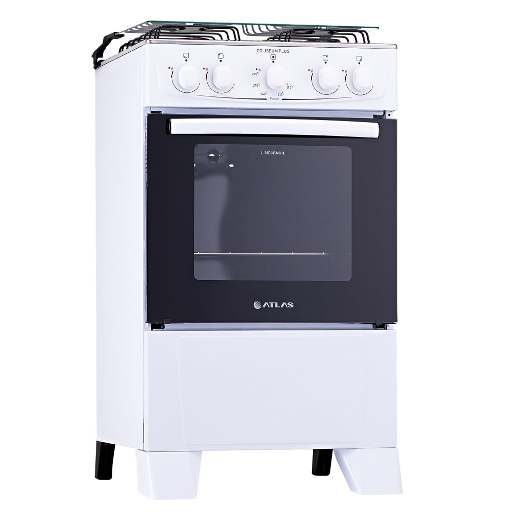 Fogão de Piso Atlas 4 Bocas Com Mesa Inox Coliseum Plus Branco - Image 4