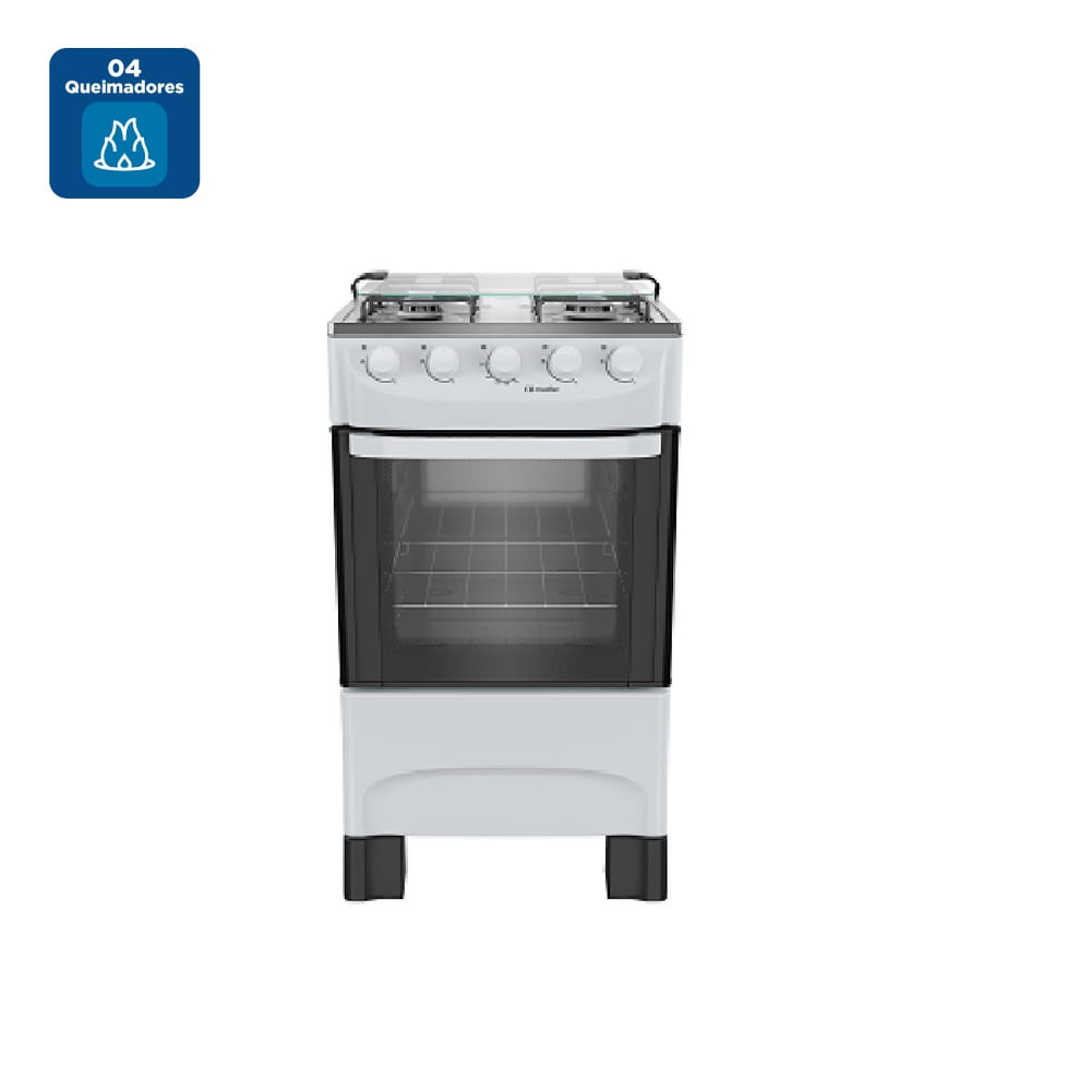 Fogão de Piso Mueller 4 Bocas Mesa Inox Branco MFI4BA - Image 2