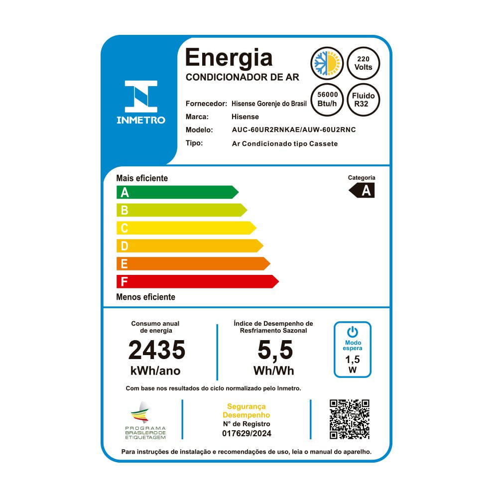 Ar Condicionado Split Cassete Inverter Hisense Wi-fi 56000 BTU/h Quente e Frio Monofásico AUC-60UR2RKA – 220 Volts - Image 11
