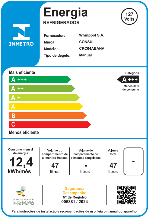 Frigobar Consul 47 Litros Branco CRC04AB – 127 Volts - Image 6
