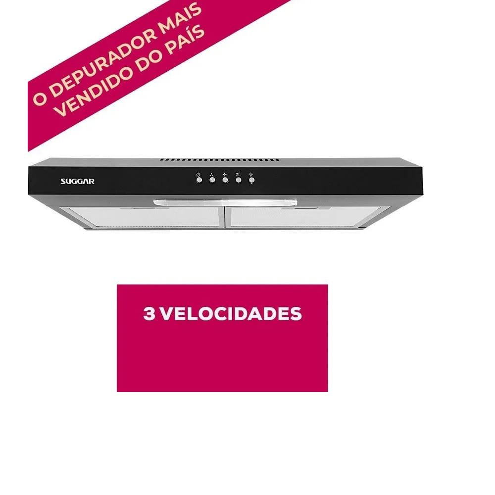 Depurador de Ar Suggar Slim 60cm Preto DPS161PT – 127 Volts - Image 5
