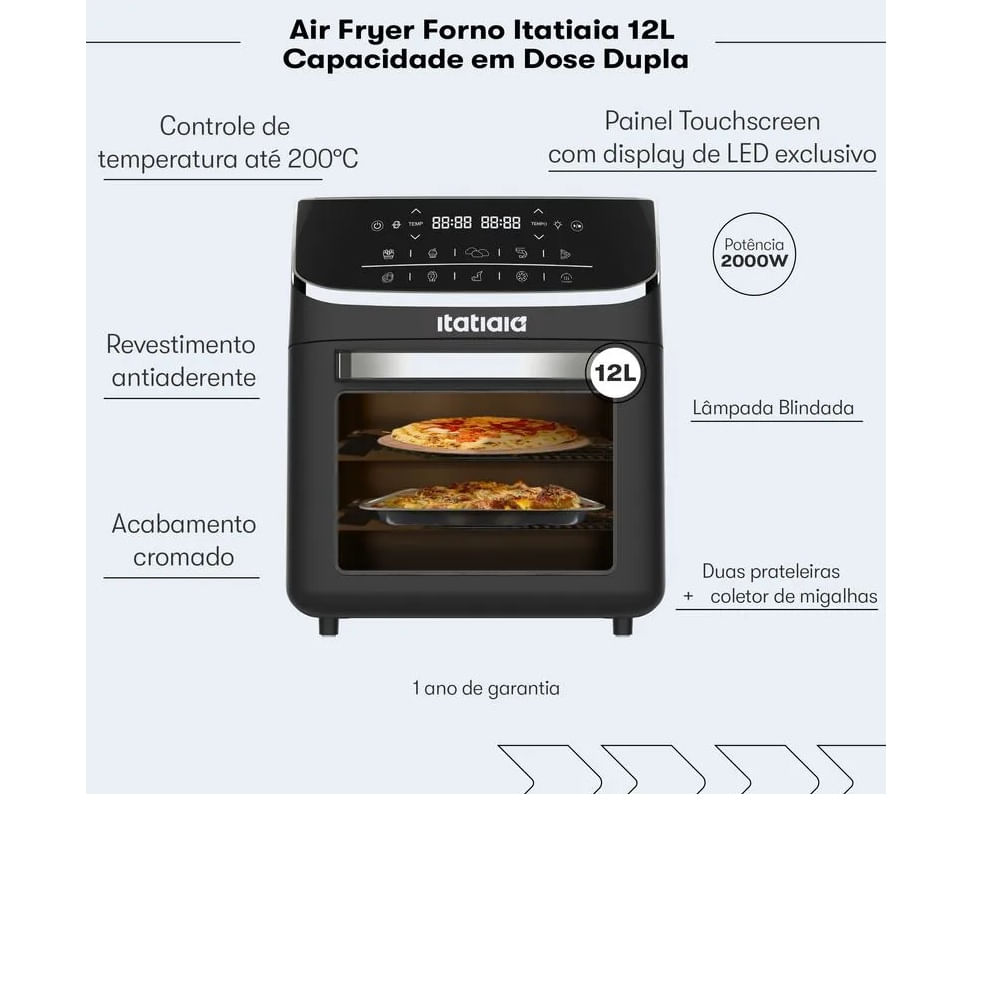 Fritadeira Air Fryer Itatiaia 12 Litros Preta AFITA2004 – 220 Volts - Image 6