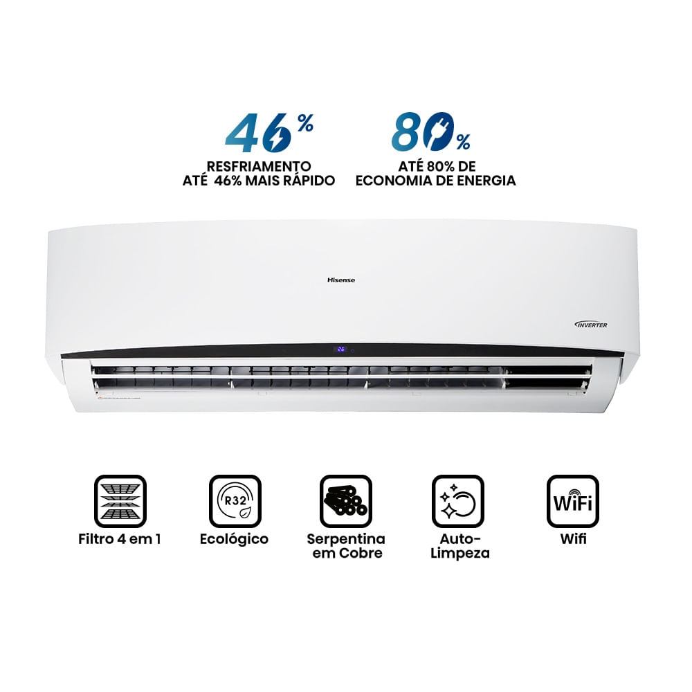 Ar Condicionado Split Hi Wall Inverter Hisense Wi-Fi 30000 BTU/h Quente e Frio AS-30UW2RKK01C – 220 Volts - Image 4