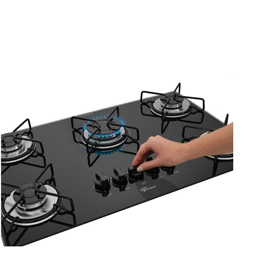 Cooktop a Gás Fischer 5 Bocas Fit Line Preto – Bivolt - Image 4