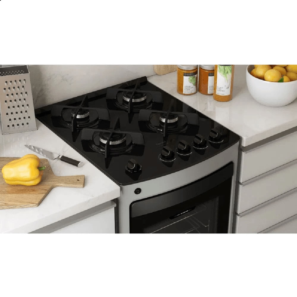 Fogão de Piso Consul 4 Bocas com Mesa de Vidro e Trempe de Ferro Fundido Inox CFO4VAR – Bivolt - Image 4