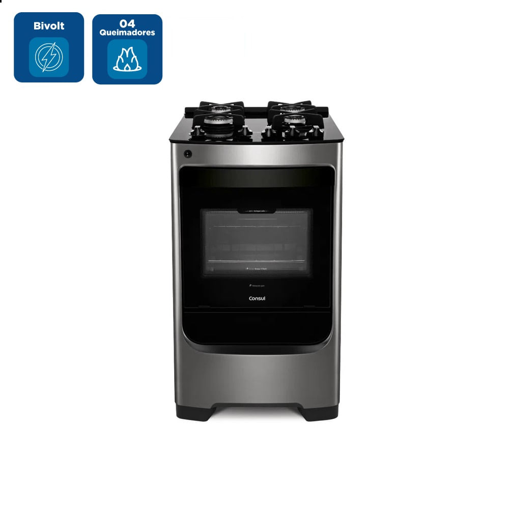 Fogão de Piso Consul 4 Bocas com Mesa de Vidro e Trempe de Ferro Fundido Inox CFO4VAR – Bivolt - Image 2