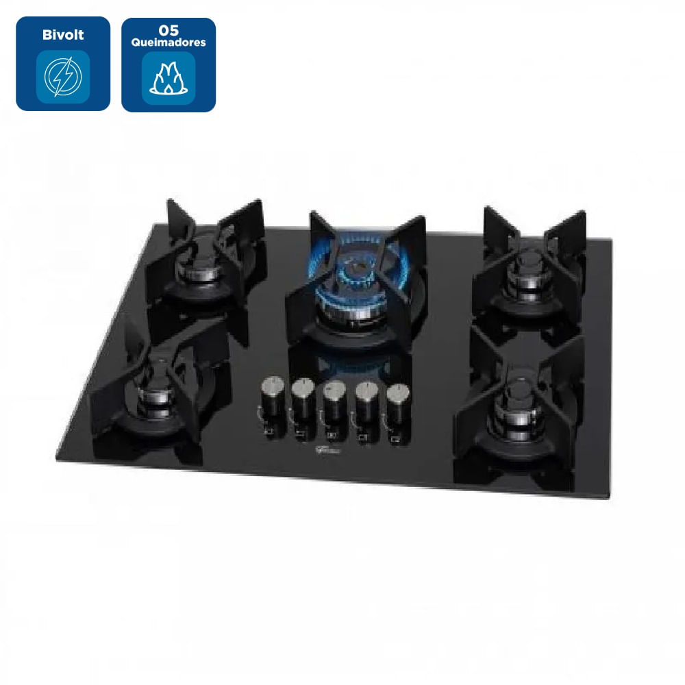 Cooktop a Gás Fischer 5 Bocas TC Infinity Mesa Vidro Preto – Bivolt - Image 2