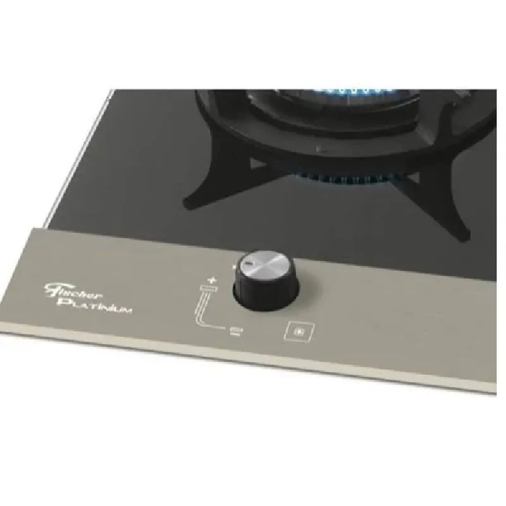 Cooktop a Gás Fischer 1 Boca Tripla Chama Mesa Vidro Platinium – Bivolt - Image 3