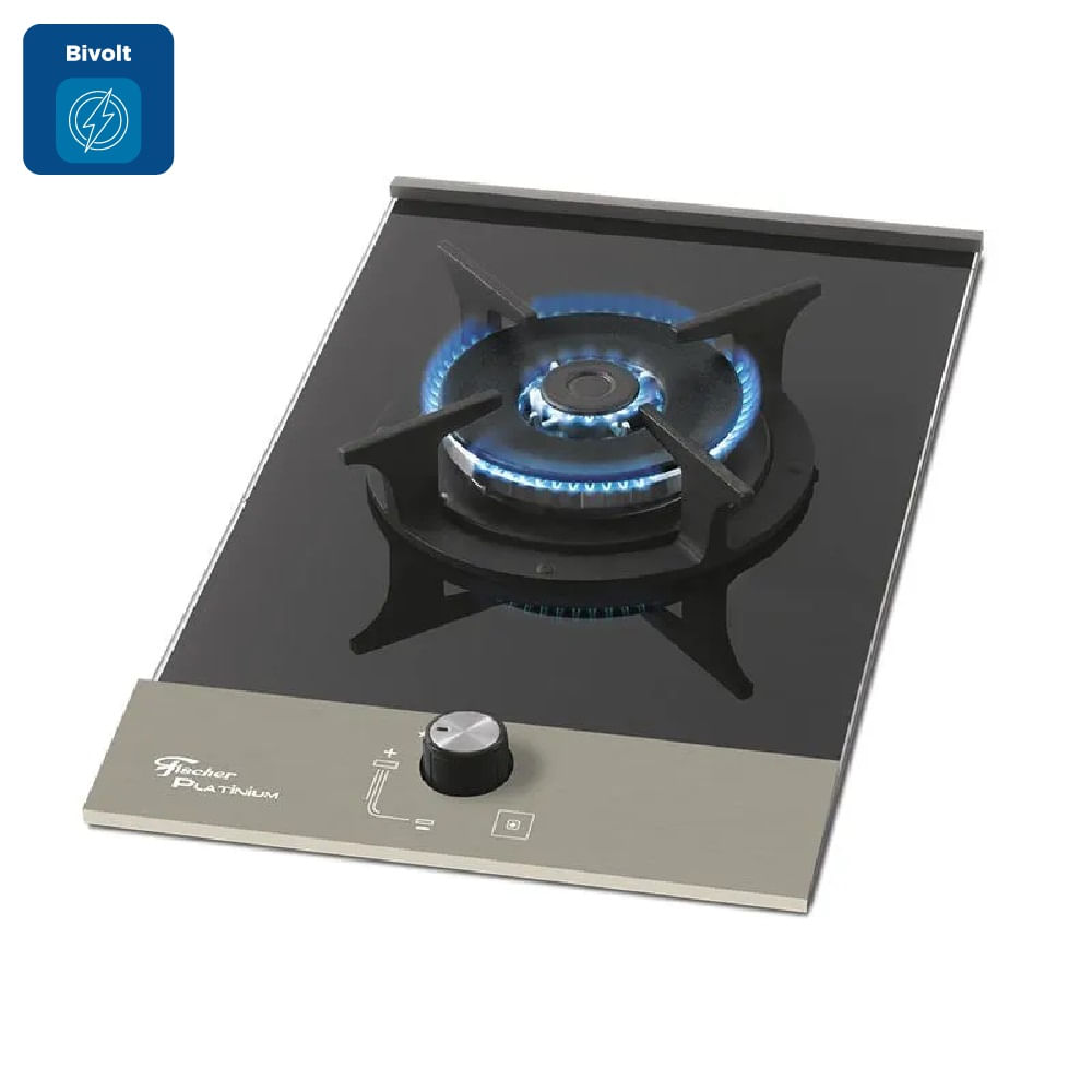 Cooktop a Gás Fischer 1 Boca Tripla Chama Mesa Vidro Platinium – Bivolt - Image 2