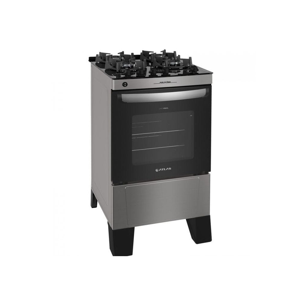Fogão de Piso Atlas 4 Bocas Agile Up Glass com Mesa de Vidro Inox – Bivolt - Image 2