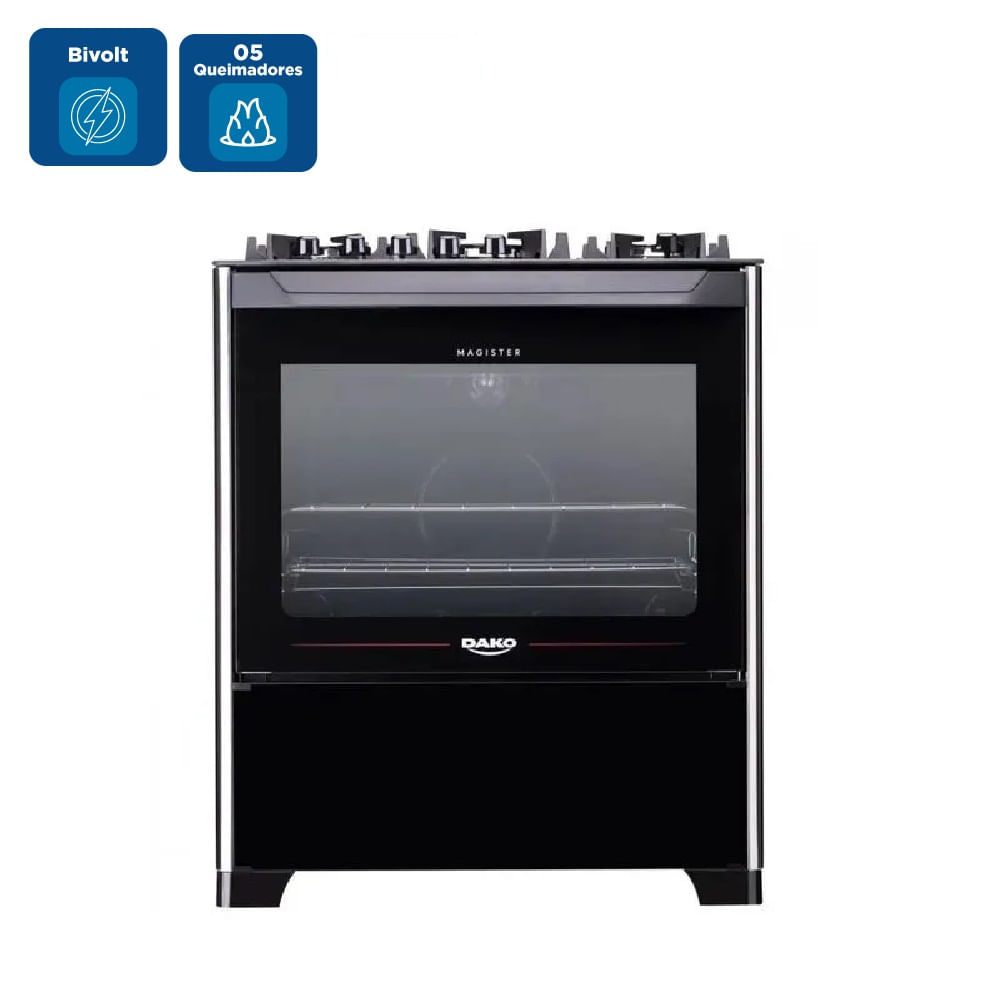 Fogão de Piso Dako 5 Bocas Magister com Mesa de Vidro Preto – Bivolt - Image 2