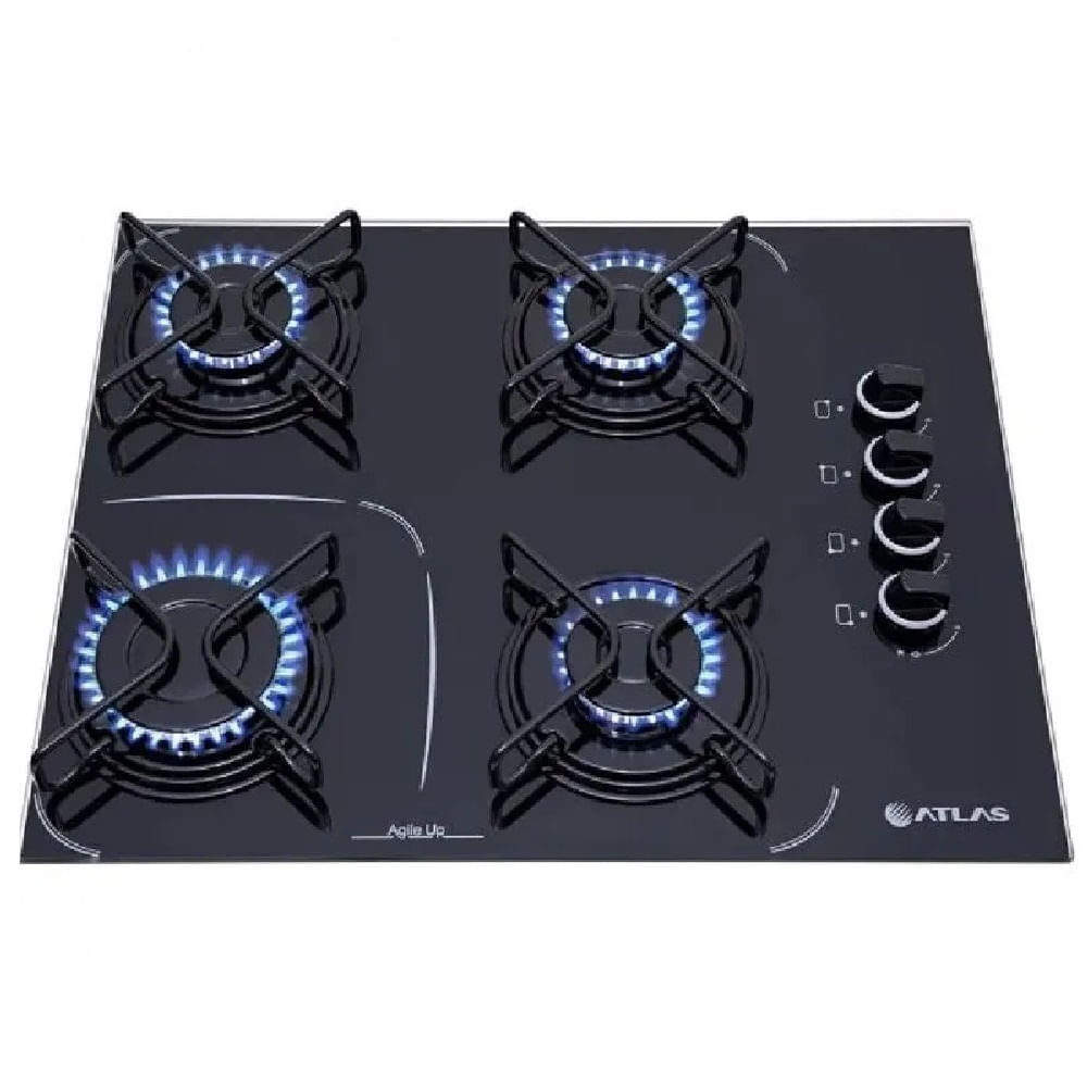 Cooktop Atlas 4 Bocas Agile Up Glass com Acendimento Superautomático e Mesa de Vidro Preto – Bivolt - Image 4