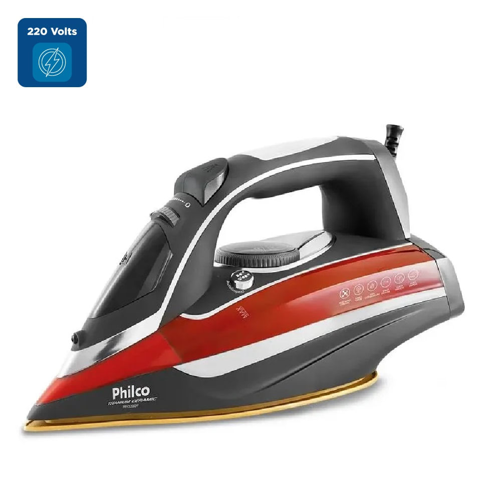 Ferro a Vapor Philco Titanium Ceramic Cinza e Vermelho PFV3200V – 220 Volts - Image 2