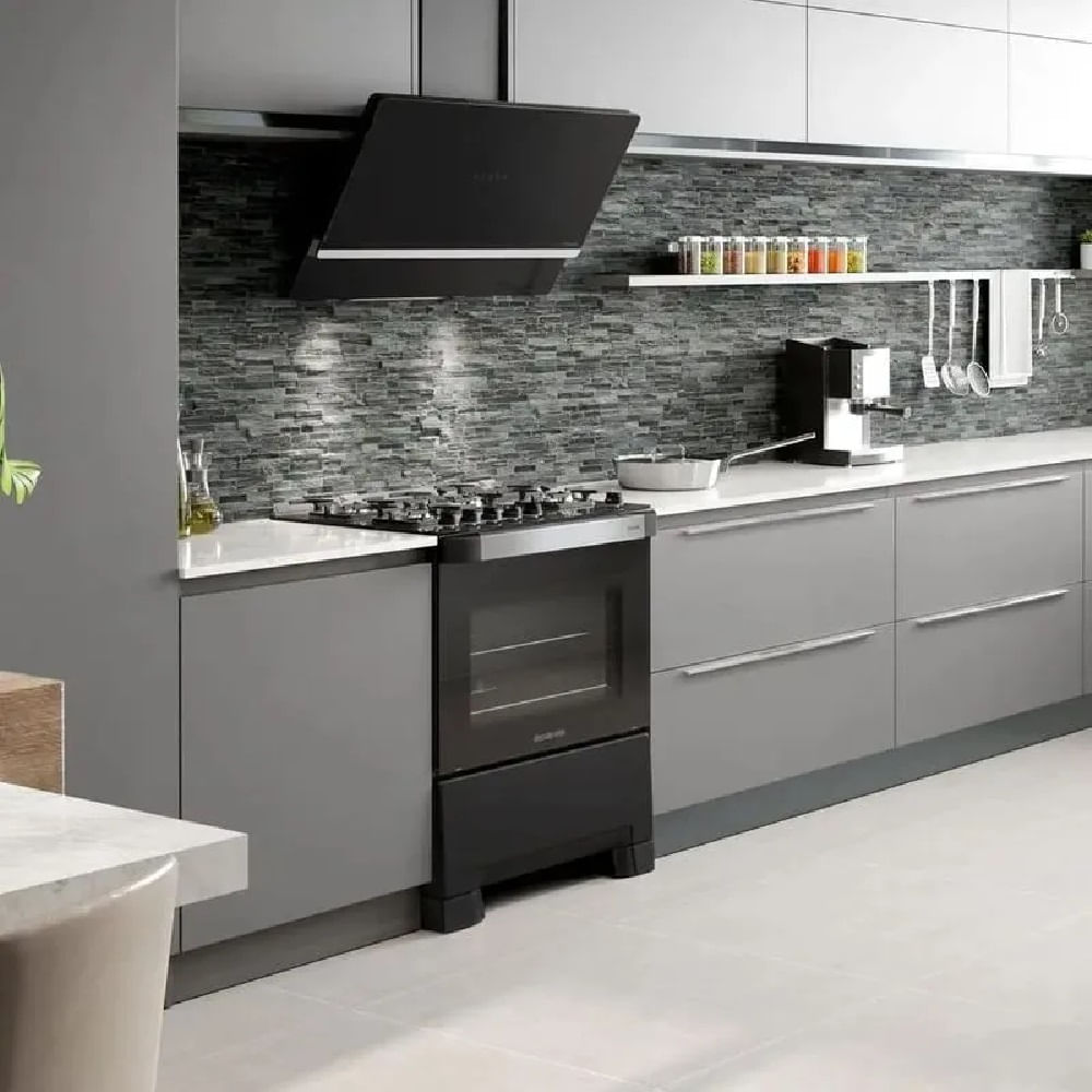 Fogão de Piso Mueller 5 Bocas Decorato Vetro Preto Fosco - Bivolt - Image 12