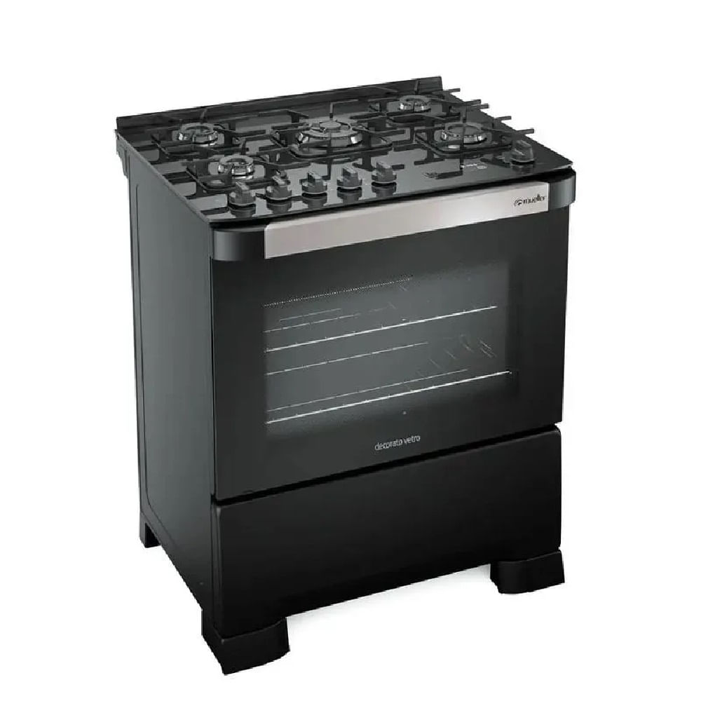 Fogão de Piso Mueller 5 Bocas Decorato Vetro Preto Fosco - Bivolt - Image 3