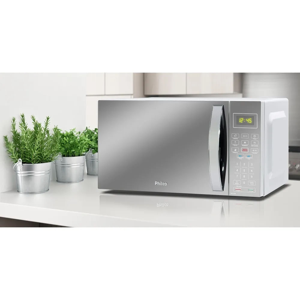 Micro-ondas Philco 28 Litros com Revestimento Limpa Fácil Espelhado Branco PMO28EB – 220 Volts - Image 10