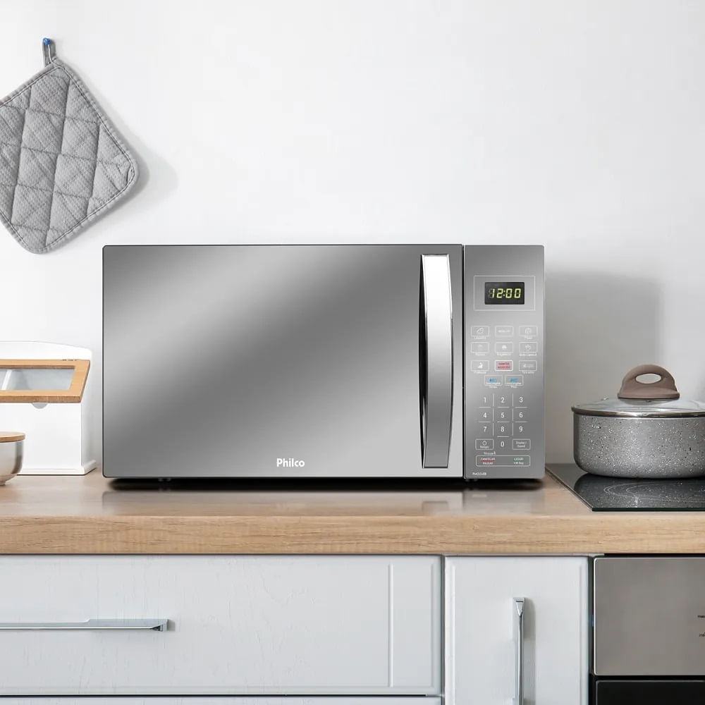 Micro-ondas Philco 28 Litros com Revestimento Limpa Fácil Espelhado Branco PMO28EB – 220 Volts - Image 4