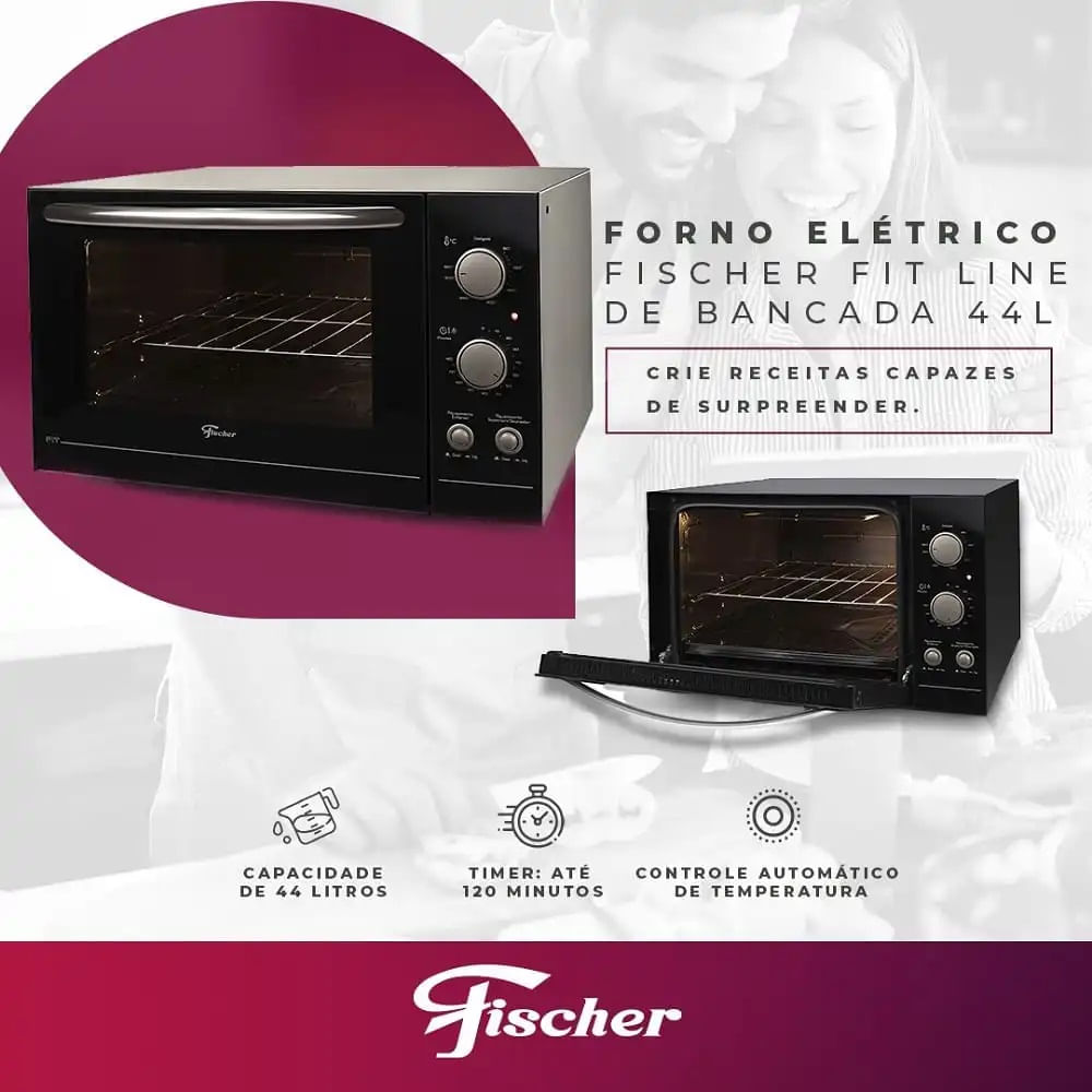 Forno Elétrico Bancada Fischer 44 Litros Fit com Dourador Prata - 127 Volts - Image 4