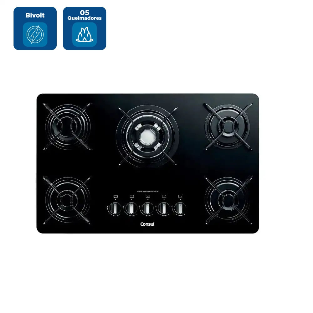 Cooktop Consul 5 Bocas com Quadrichama e Acendimento Automático Preto CDD75AE - Bivolt - Image 2