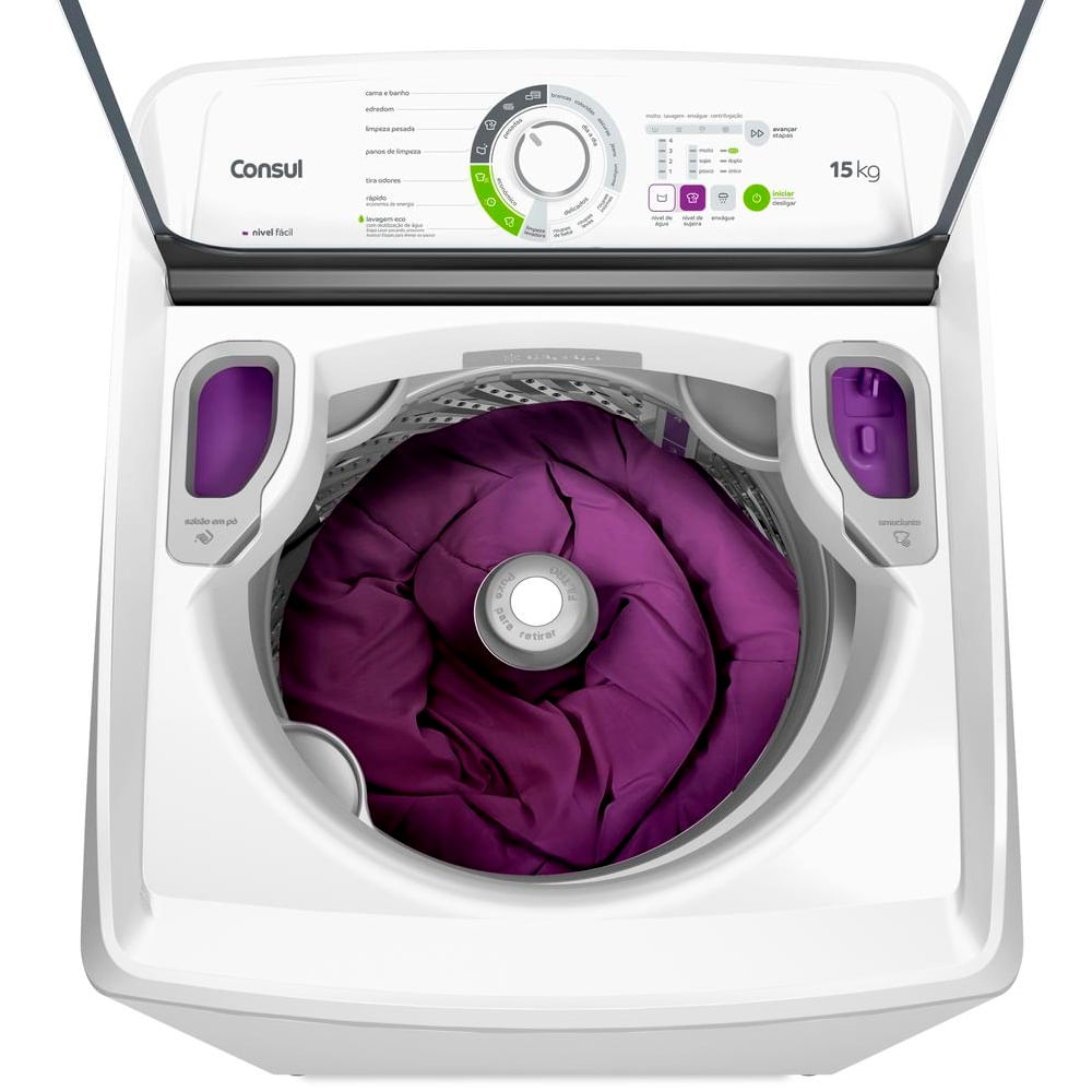 Lavadora de Roupas Consul 15Kg com Lavagem Econômica e Ciclo Edredom Branca CWH15AB – 220 Volts - Image 3