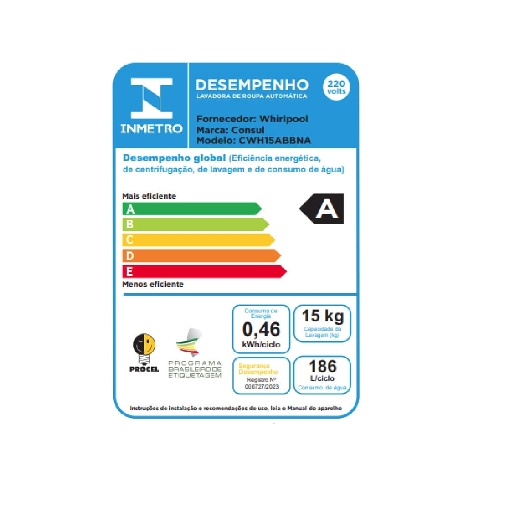 Lavadora de Roupas Consul 15Kg com Lavagem Econômica e Ciclo Edredom Branca CWH15AB – 220 Volts - Image 7