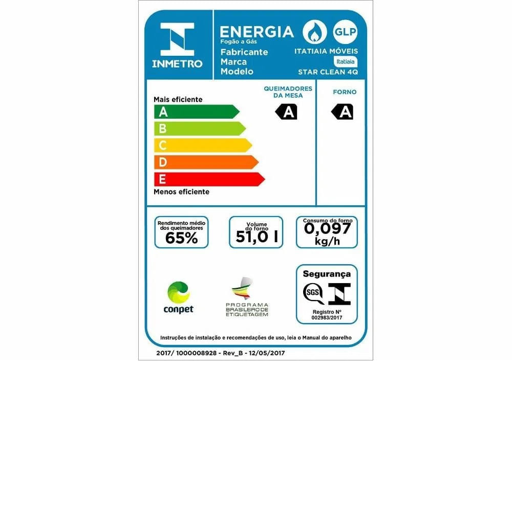 Fogão de Piso Itatiaia Star Clean NG 4 Bocas Branco - Image 7