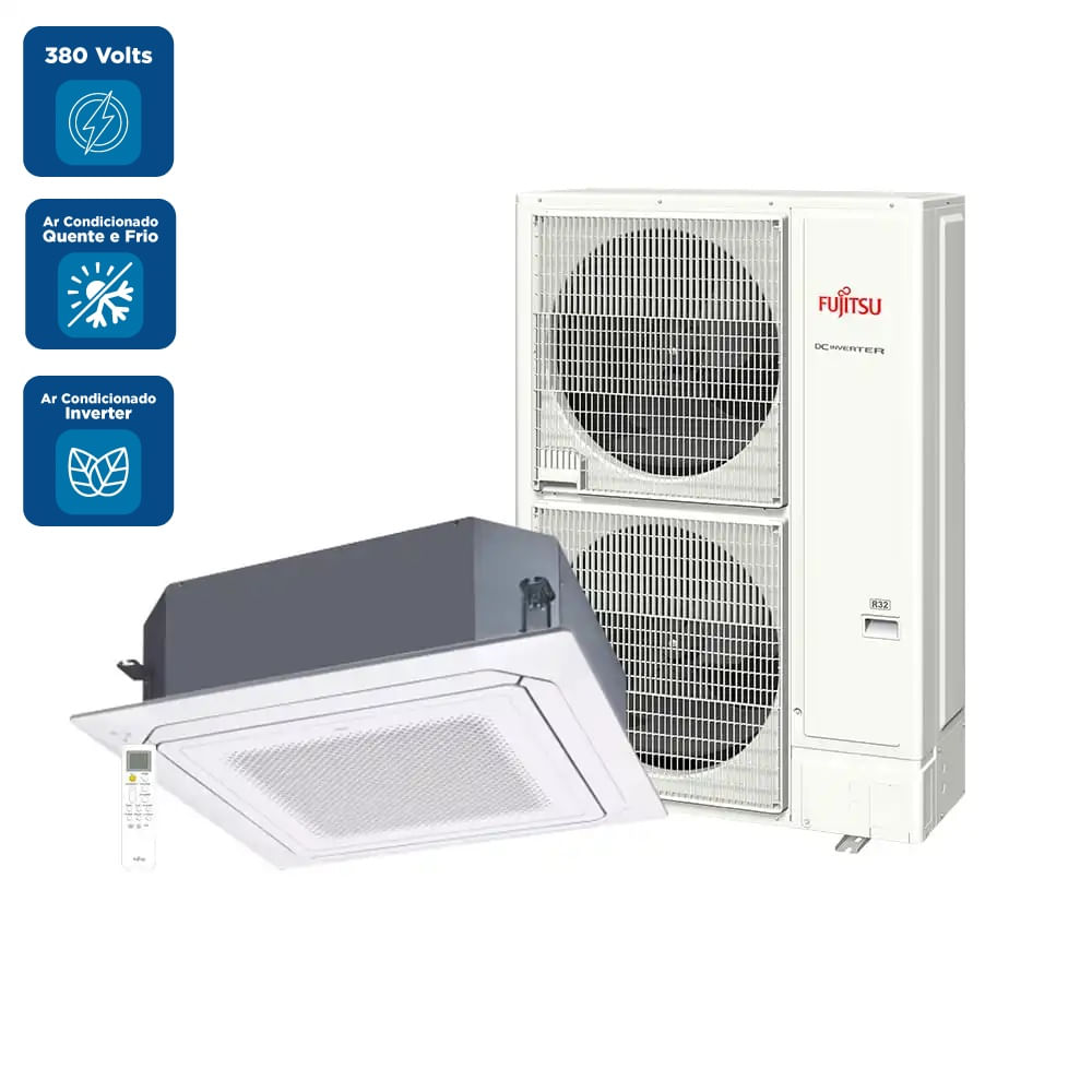 Ar Condicionado Split Cassete Inverter Fujitsu 45000 BTU/h Quente e Frio Trifásico AUBH45KRLB - 380 Volts - Image 2