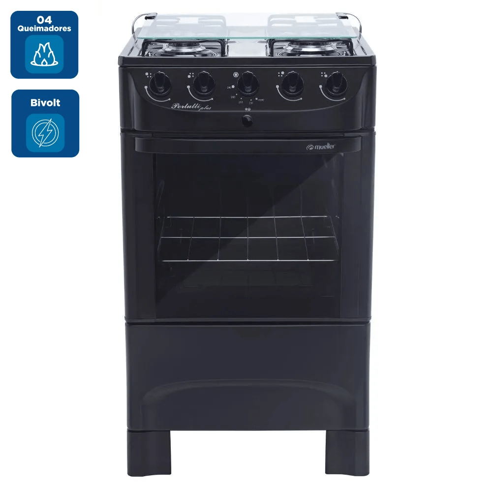 Fogão de piso Mueller 4 Bocas Preto Pertutti Plus - Bivolt - Image 2