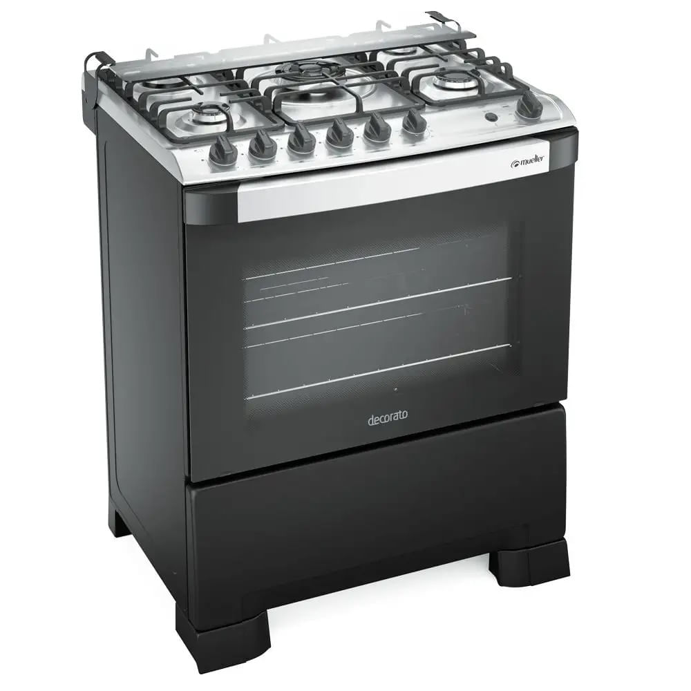 Fogão De Piso Mueller 5 Bocas Decorato Gourmet Preto Fosco - Bivolt - Image 3