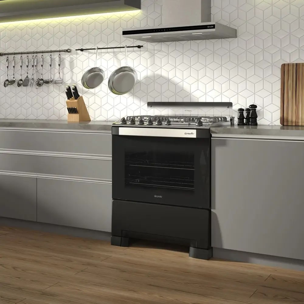 Fogão De Piso Mueller 5 Bocas Decorato Gourmet Preto Fosco - Bivolt - Image 7