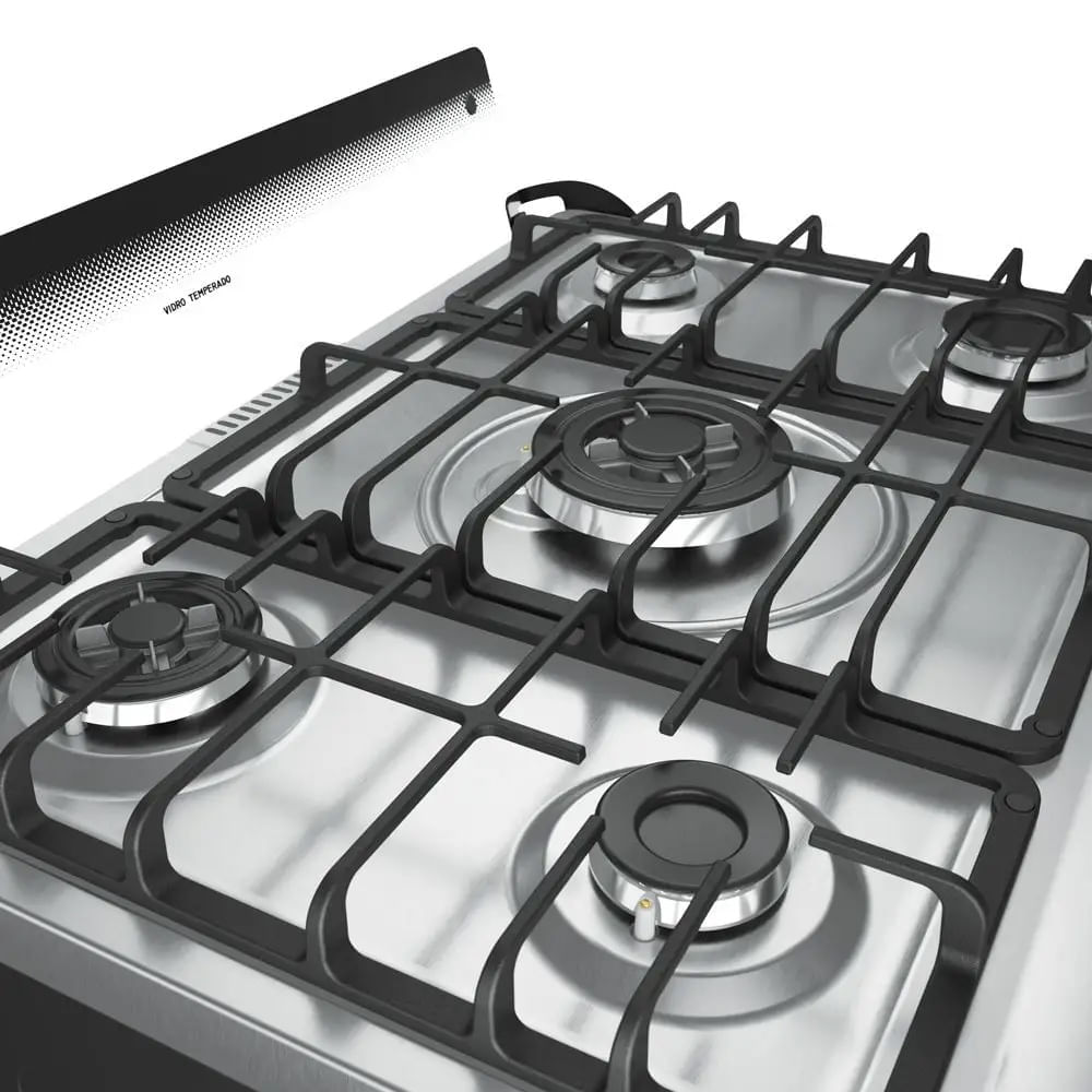 Fogão De Piso Mueller 5 Bocas Decorato Gourmet Preto Fosco - Bivolt - Image 6