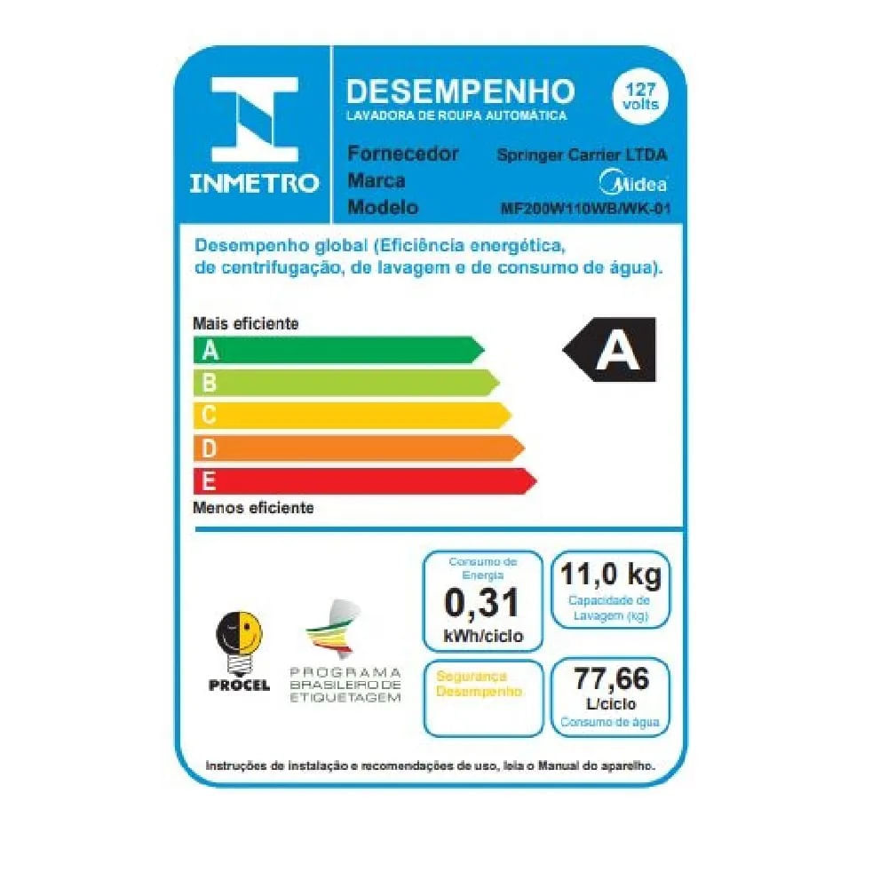 Lavadora de Roupas Midea HealthGuard Smart 11KG Branca MF200W110WB/WK-01 – 127 Volts - Image 8