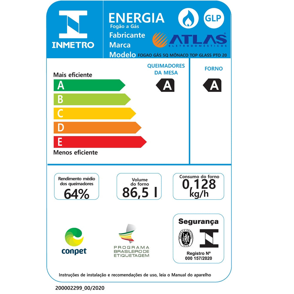 Fogão de Piso Atlas 5 Bocas Monaco Preto TOPGL – Bivolt - Image 14