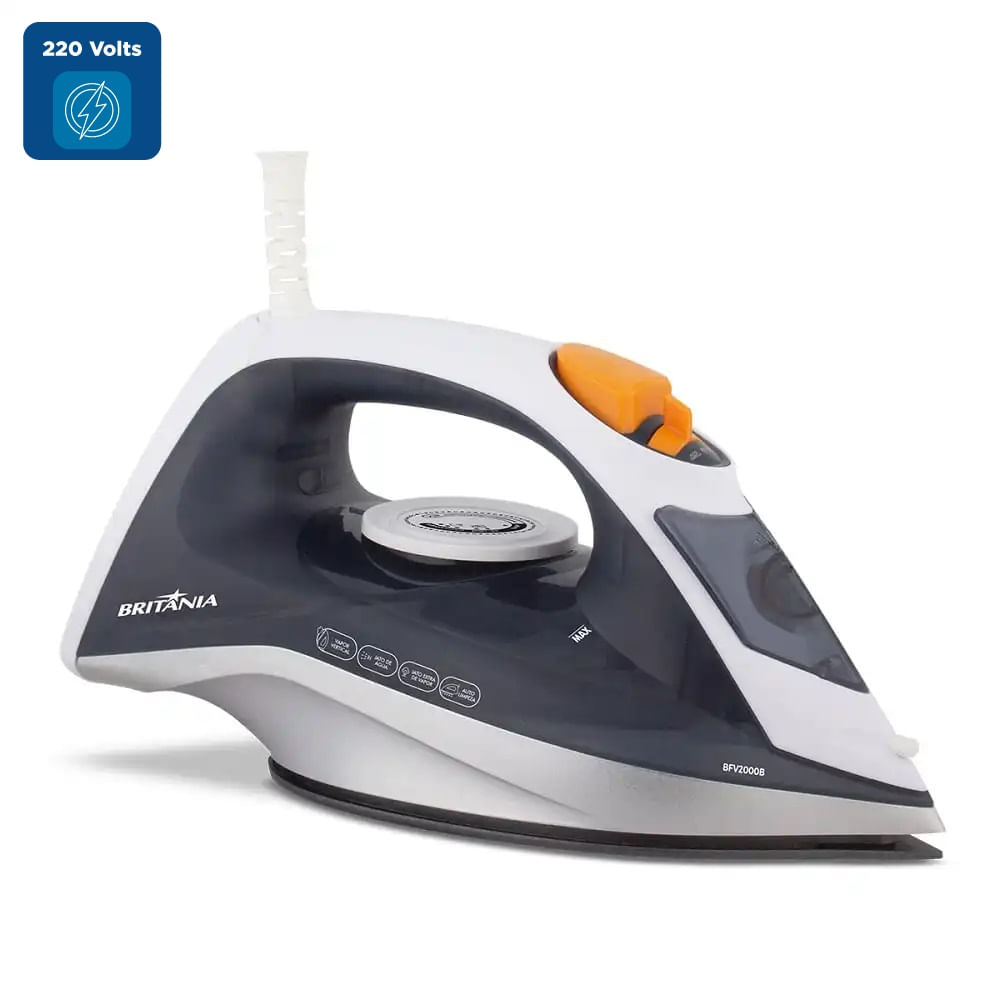 Ferro a Vapor Britânia Base Antiaderente Branco e Cinza BFV2000B – 220 Volts - Image 2