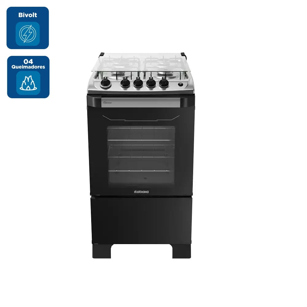 Fogão de Piso Itatiaia 4 Bocas New Dream Branco e Preto – Bivolt - Image 2