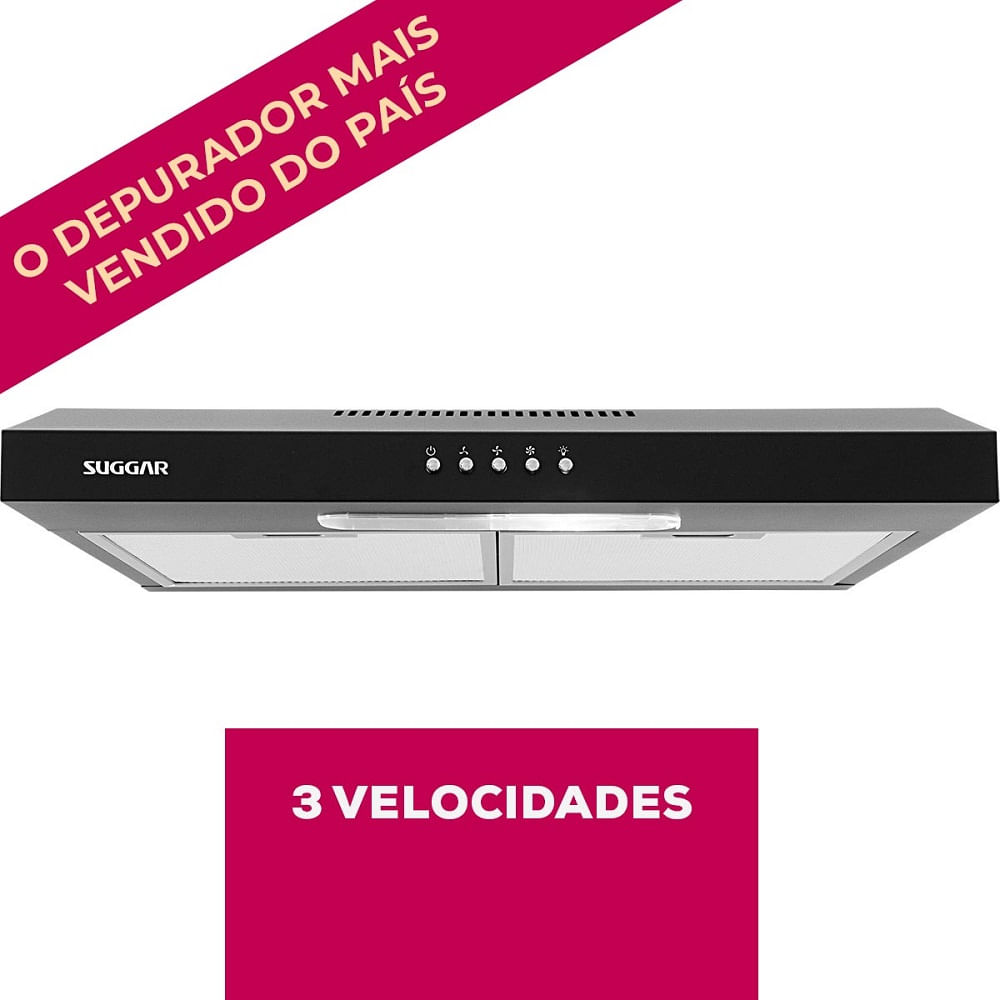 Depurador de Ar Suggar Slim 60cm Preto DPS161PT – 127 Volts - Image 6