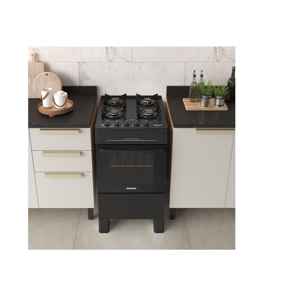 Fogão de Piso Itatiaia 4 Bocas com Mesa de Vidro Electra Glass New Preto – Bivolt - Image 4