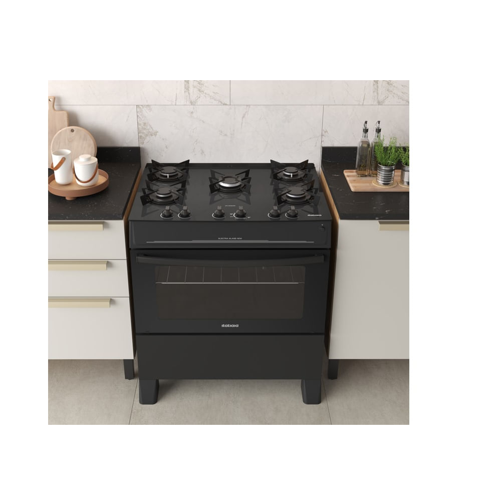 Fogão de Piso Itatiaia 5 Bocas com Mesa de Vidro Electra Glass New Preto – Bivolt - Image 5