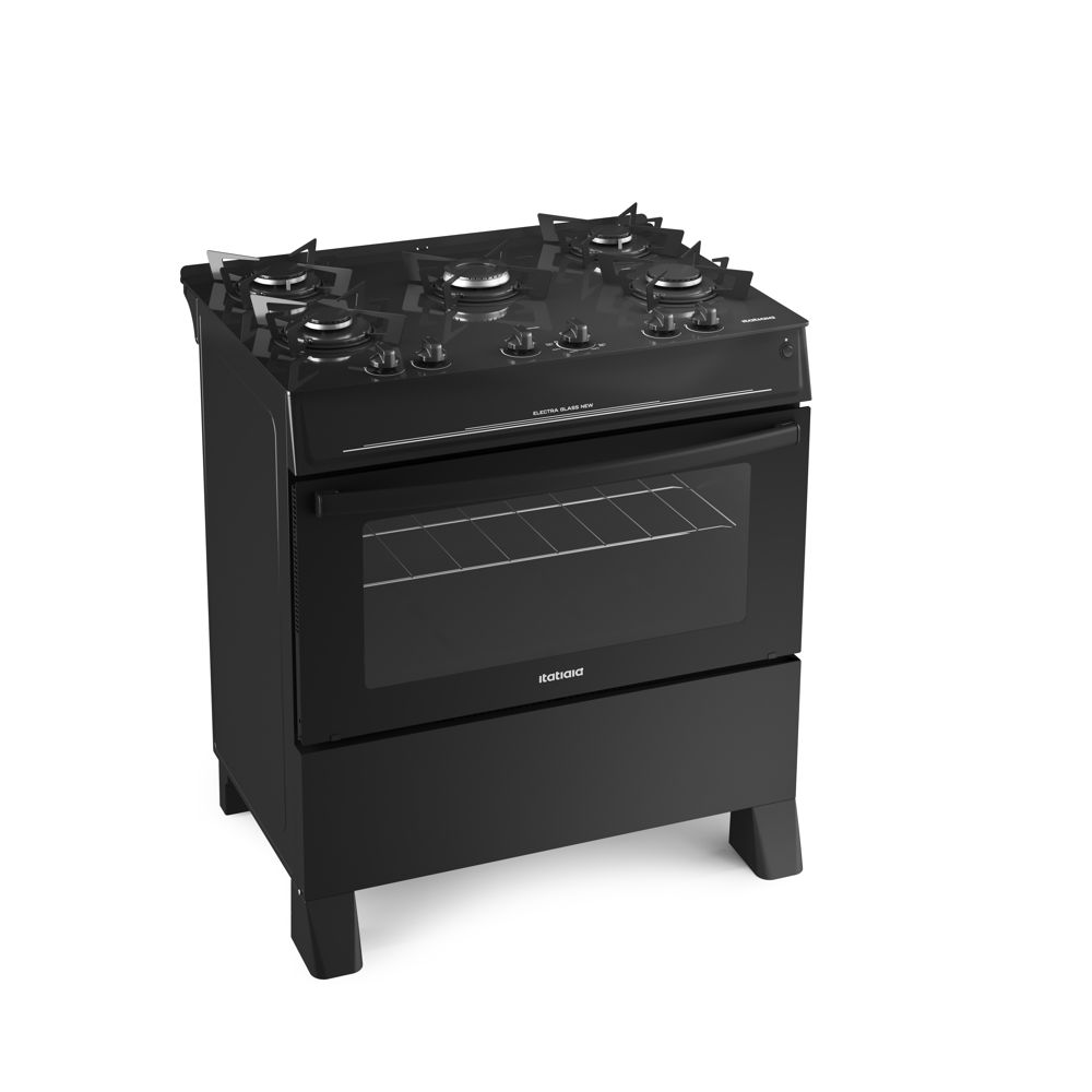 Fogão de Piso Itatiaia 5 Bocas com Mesa de Vidro Electra Glass New Preto – Bivolt - Image 2