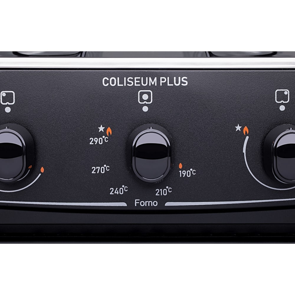 Fogão de Piso Atlas 4 Bocas Com Mesa Inox Coliseum Plus Preto - Image 5