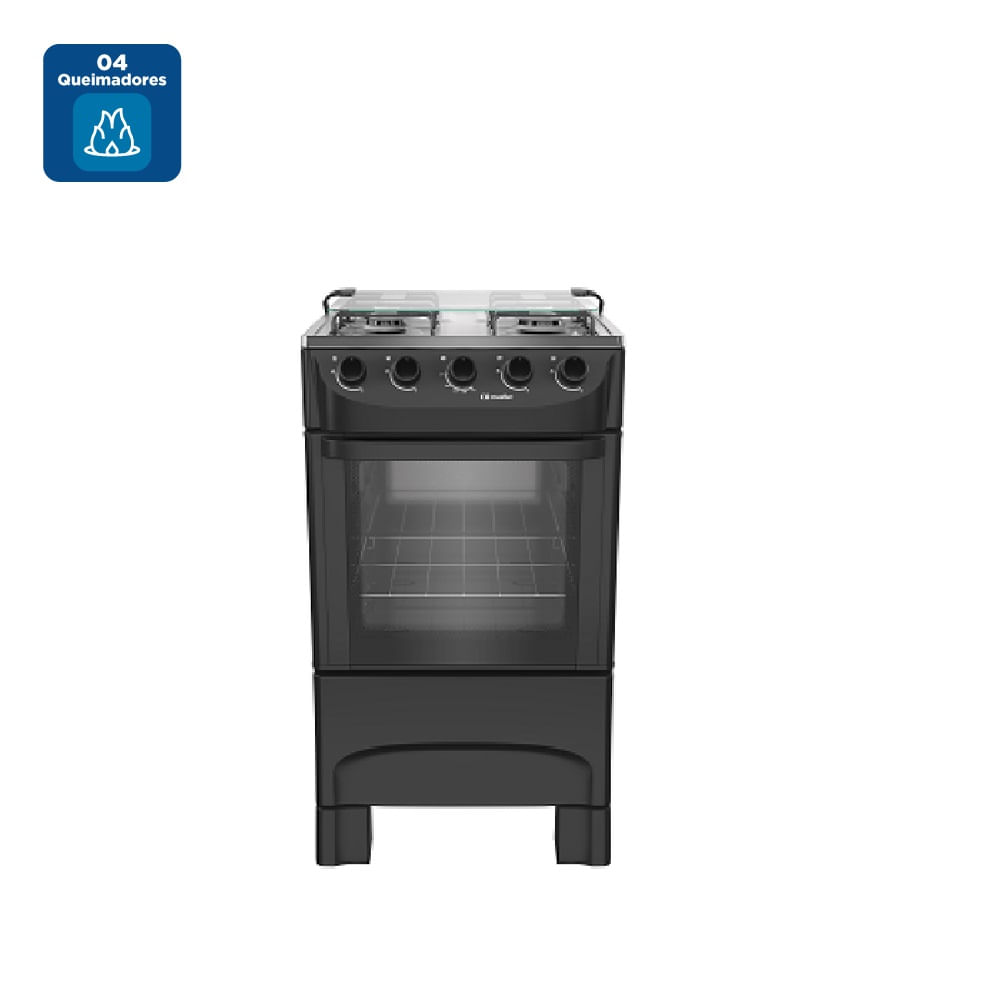 Fogão de Piso Mueller 4 Bocas Mesa Inox Preto MFI4BA - Image 2