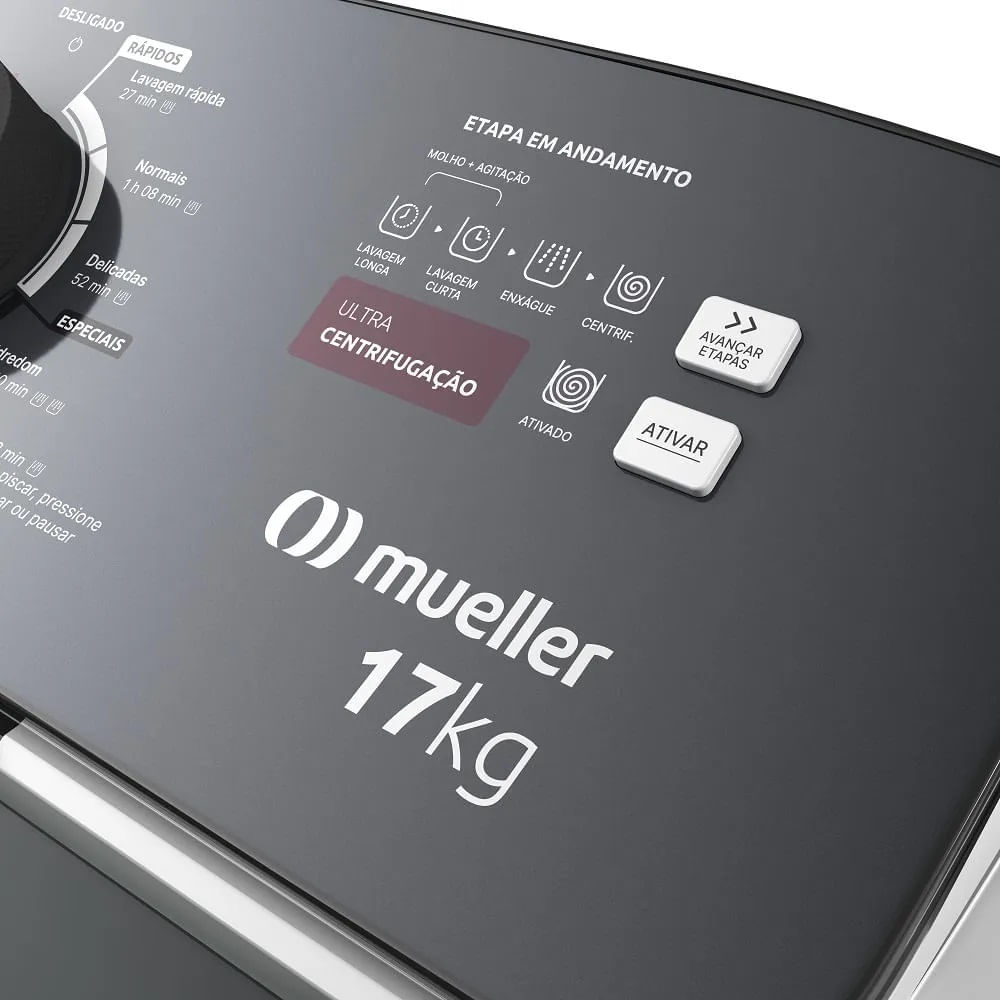 Lavadora de Roupa Automática Mueller 17Kg com Ultracentrifugação e Ciclo Rápido Branca MLA17 – 127 Volts - Image 9