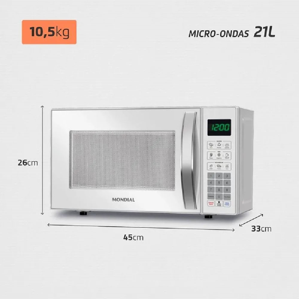 Micro-ondas Mondial 21 Litros Branco MO-01-21-W – 127 Volts - Image 7