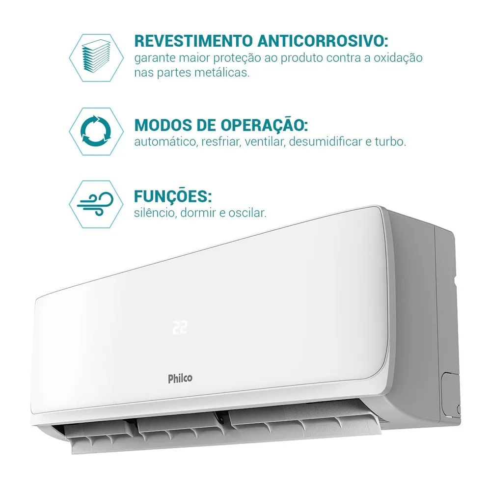 Ar Condicionado Split Hi Wall Philco 18000 BTU/h Frio PAC18FI – 220 Volts - Image 8