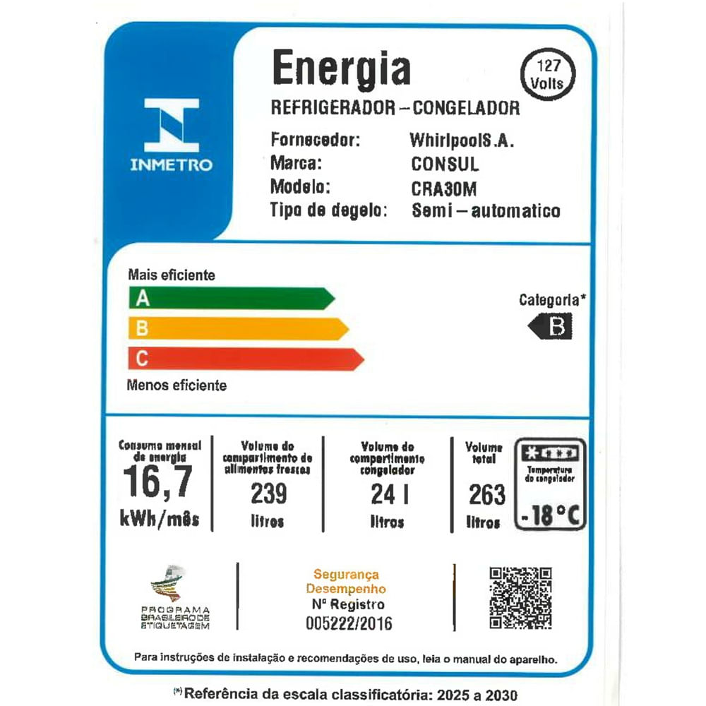 Refrigerador Consul 263 Litros Degelo Seco Branco CRA30MB - 127 Volts - Image 13